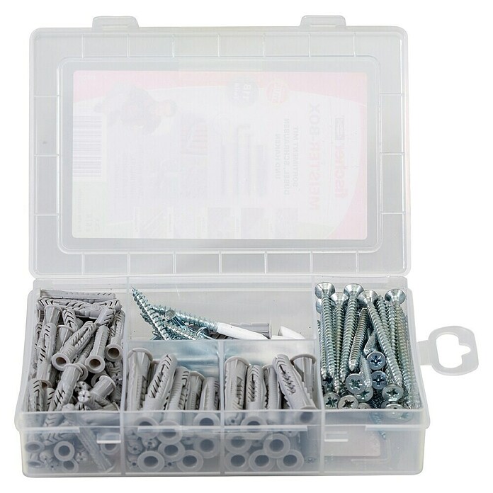 Fischer Meister-Box Universaldübel-Set UX / R (118-tlg., Mit Schrauben/Haken, Nylon)