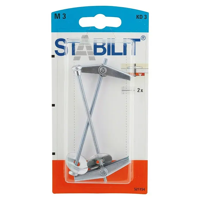 Stabilit Federklappdübel KD3KLänge Dübel: 95 mm, 2 Stk., Durchmesser Bohrloch: 12 mm - Vorderansicht