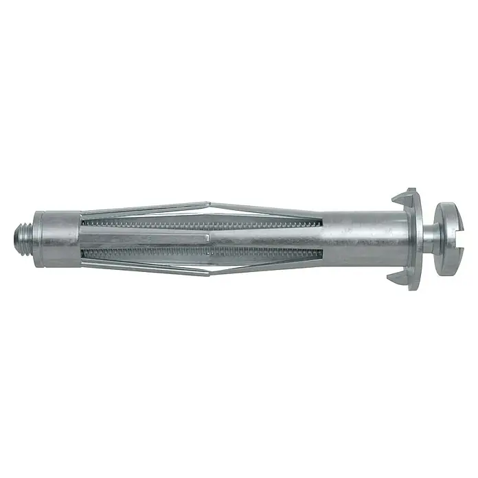 Fischer Metall-Hohlraumdübel HM S - Ø x L: 5 x 52 mm, Bohrtiefe: 58 mm, 50 Stk. - Aufnahme einer Hohlraumdübel-Schraube aus Metall, die für die Befestigung in Gipskartonplatten oder Hohlwänden verwendet wird.