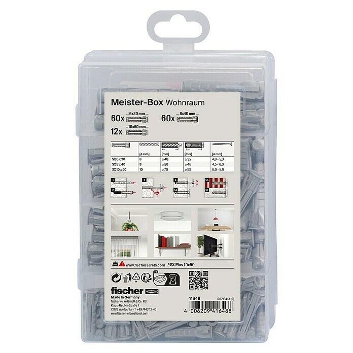 Fischer Meister-Box Spreizdübel-Set SX (132-tlg., Ohne Schrauben/Haken, Nylon)