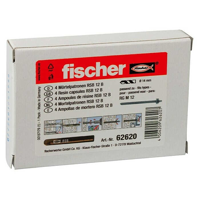 Fischer Mörtelpatrone RM12 (Durchmesser: 14 mm, 4 Stk.)
