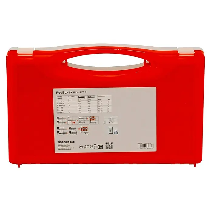 Fischer Meister-Box Dübelsortiment SX / UX - Nylon, Ohne Schrauben/Haken, 290 -tlg. - Rote fischer RedBox SX Plus, UX R Universaldübel Sortimentsbox mit verschiedenen Dübeln und Schrauben für Befestigungen aller Art.