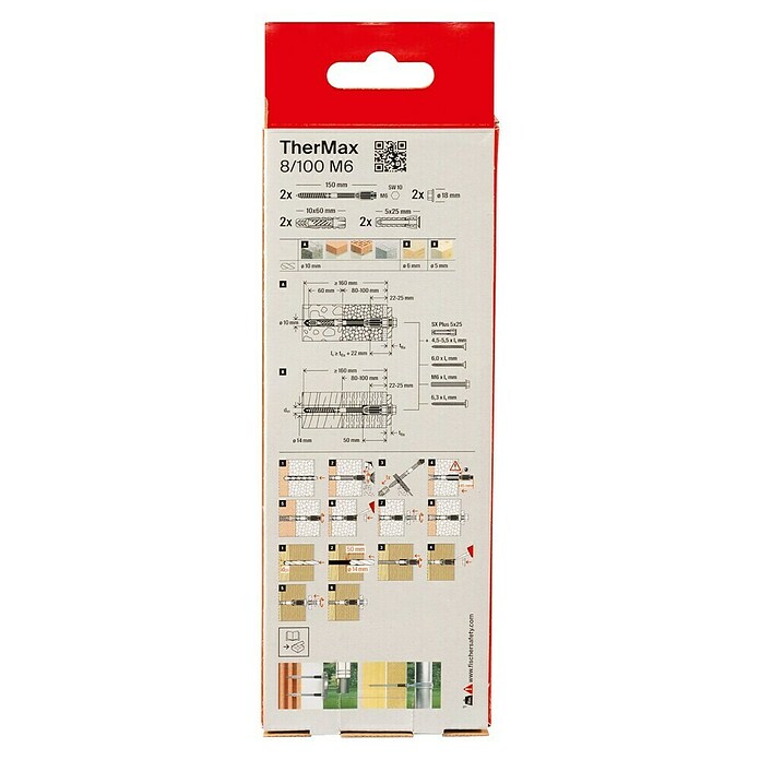 Fischer Thermax Abstandsmontagesystem 8/100 M6 (Durchmesser Bohrloch: 10 mm, Nutzlänge: 80 - 100 mm, 2 Stk.)