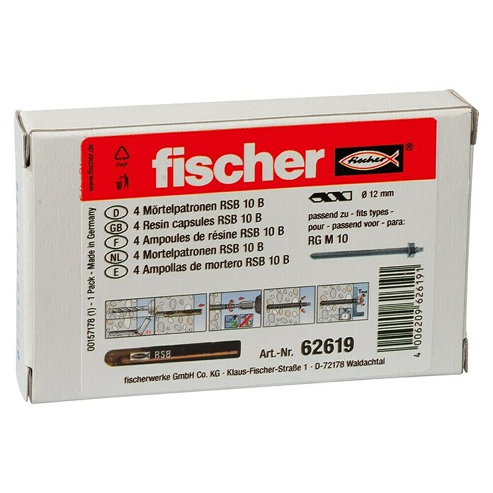 Fischer Mörtelpatrone RM10 (Durchmesser: 12 mm, 4 Stk.)