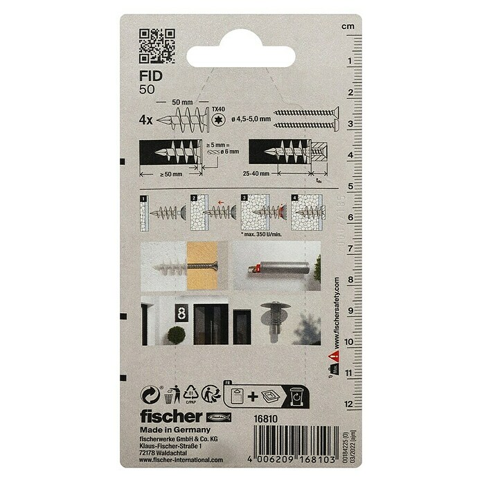 Fischer Vložek za izolacijske materiale FID 50 K  (Ø x Do: 25 x 50 mm, Plastika, 4 kos) | 1060 - Dübel | AADD - Dübel | AAD - Kleineisenwaren | AA - Eisenwaren | A - Eisenwaren | BAUHAUS