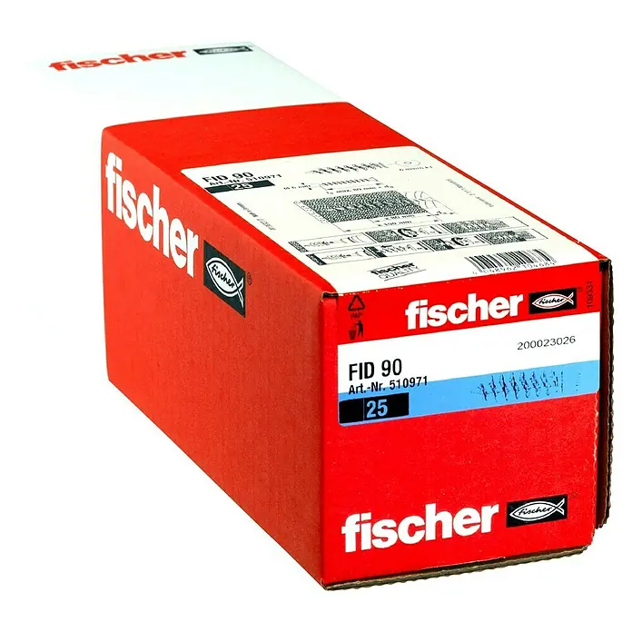 Fischer Dämmstoffdübel FID 90 - Ø x L: 25 x 90 mm, Kunststoff, 1 Stk. - Karton mit Fischer FID 90 Dübeln, Artikelnummer 510971, Packungsinhalt 25 Stück, ideal für Befestigungen in Dämmstoffen.