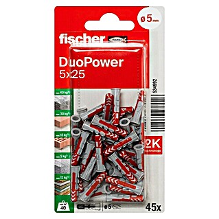 Fischer Duopower Universaldübel 2 K (Ø x L: 5 x 25 mm, Nylon, 45 Stk.)