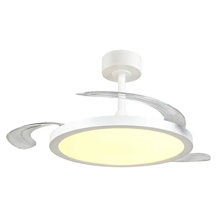 Trio Lighting Ventilador de techo Kasfjord - Blanco, 106,5 cm, 34 W, Blanco cálido - Ventilador de techo LED blanco. El diseño moderno del ventilador de techo se adapta perfectamente a cualquier espacio habitable.
