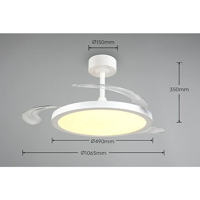 Trio Lighting Ventilador de techo Kasfjord (Blanco, 106,5 cm, 34 W, Blanco cálido) | BAUHAUS