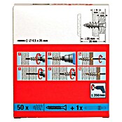 Fischer Taco para cartón yeso GK (Longitud taco: 22 mm, Con tornillos, Con borde, 50 ud.) | BAUHAUS