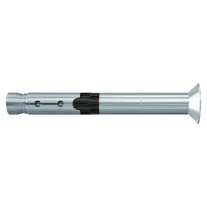 Fischer Hochleistungsanker FH II - Ø x L: 12 x 90 mm, Durchsteckmontage, Galvanisch verzinkt - Ein Bild einer Ankerbolzen-Spreizdübel-Befestigung, einem langlebigen Verbindungselement für schwere Lasten in Beton und Mauerwerk.