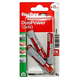 Fischer Duopower Universaldübel 2 K (Ø x L: 12 x 60 mm, Nylon, 4 Stk.)