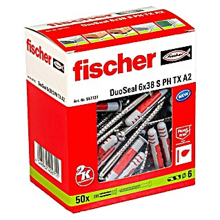 Fischer Doos pluggen en schroeven DuoSeal (Diameter plug: 6 mm, Pluglengte: 38 mm, 50 st.)