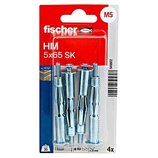Fischer Hohlraumdübel HM 5x65 SK (Länge Dübel: 65 mm, 4 Stk., Silber)