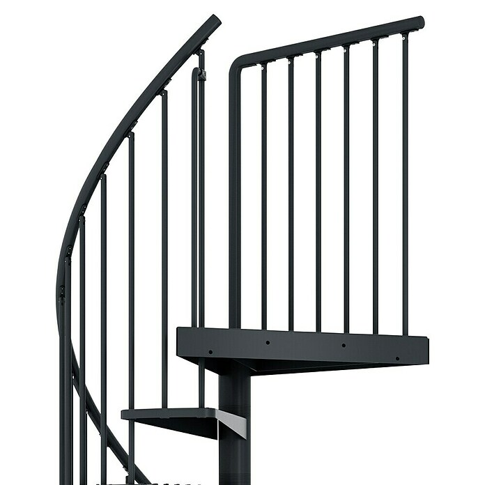 Dolle Escalera exterior Gardenspin Antracita (Diámetro: 155 cm, Altura de planta: 246 cm - 282 cm, Peldaños de chapa perforada, Gris) | BAUHAUS
