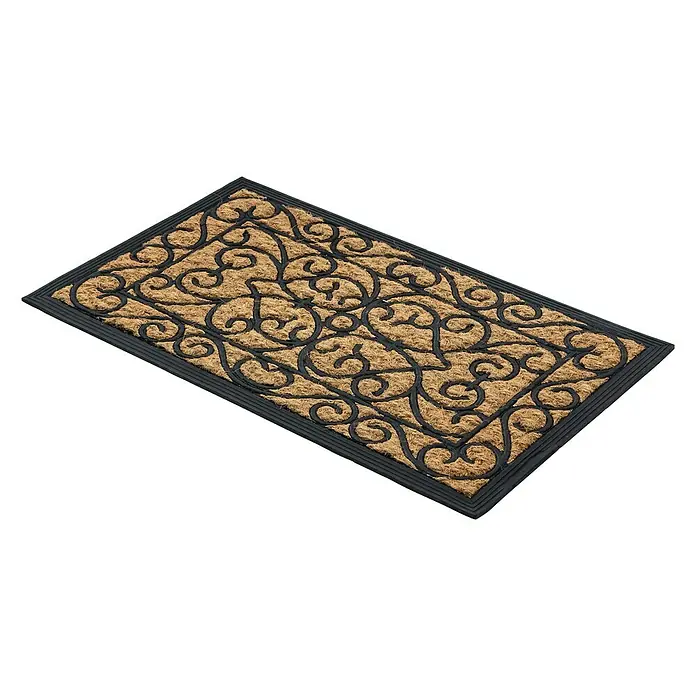 Astra Coco Fußmatte Deluxe Light - 45 x 75 cm, Braun/Schwarz, Keine Schrift, Kokos - Elegante Fußmatte mit dekorativem Muster und robustem Rahmen. Ideal für den Eingangsbereich, um Schmutz fernzuhalten und einladend zu wirken.