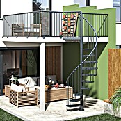 Dolle Escalera exterior Gardenspin Antracita (Diámetro: 155 cm, Altura de planta: 246 cm - 282 cm, Peldaños de chapa perforada, Gris) | BAUHAUS