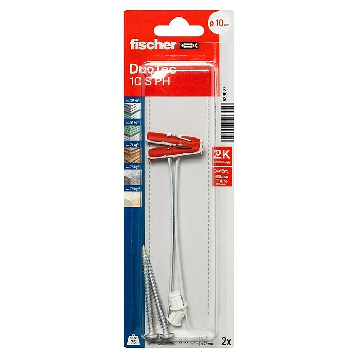 Fischer DuoTec Hollewandplug 10 - per 50 stuks (537258
