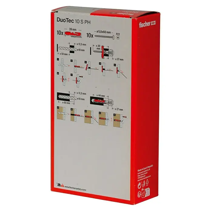 Fischer Kippdübel-Set Duotec - Durchmesser Dübel: 10 mm, Länge Dübel: 47 mm, Panheadschraube, 10 Stk. - Packung fischer DuoTec 10 S PH Kippdübel mit Montageanleitung und Schrauben. Ideal für sichere Befestigungen in verschiedenen Materialien.