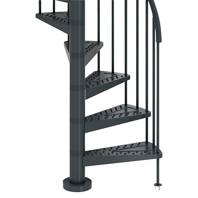 Dolle Escalera exterior Gardenspin Antracita (Diámetro: 155 cm, Altura de planta: 246 cm - 282 cm, Peldaños de chapa perforada, Gris) | BAUHAUS