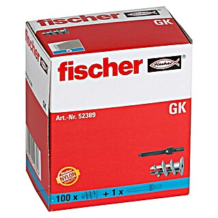 Fischer Gipskartondübel GK (Länge Dübel: 22 mm, Ohne Schrauben/Haken, Mit Rand, 100 Stk.)