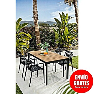 Sunfun Conjunto de muebles Bellua + Calma (5 pzs., Aluminio/Polywood, Antracita/Natural)