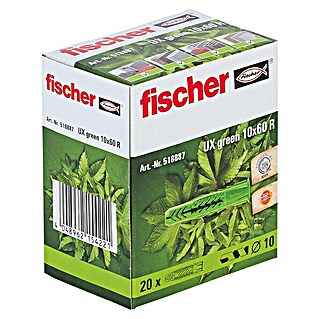 Fischer Universaldübel UX GREEN (Ø x L: 10 x 60 mm, Nylon, Mit Rand, 20 Stk.)