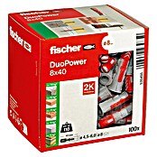 Fischer Duopower Nabor zidnih vložkov  (Premer zidnega vložka: 8 mm, Dolžina zidnega vložka: 40 mm, Z robom, Vsi gradbeni materiali, 100 kos) | 1060 - Dübel | AADD - Dübel | AAD - Kleineisenwaren | AA - Eisenwaren | A - Eisenwaren | BAUHAUS