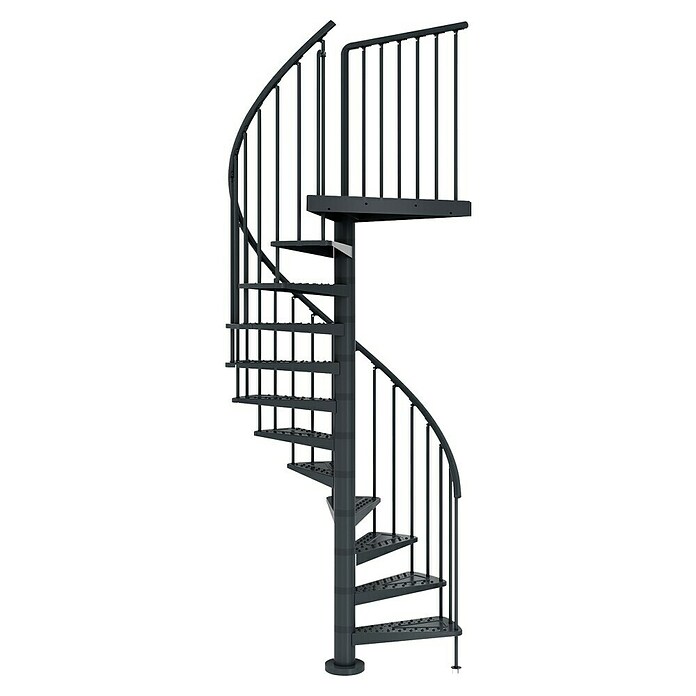 Dolle Escalera exterior Gardenspin Antracita (Diámetro: 155 cm, Altura de planta: 246 cm - 282 cm, Peldaños de chapa perforada, Gris) | BAUHAUS