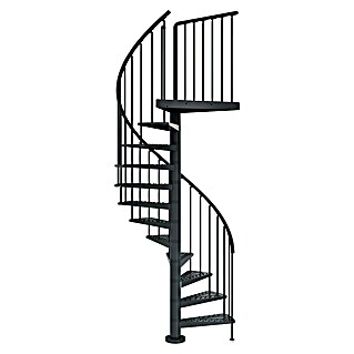 Dolle Escalera exterior Gardenspin (Diámetro: 155 cm, Altura de planta: 246 cm - 282 cm, Peldaños de chapa perforada, Antracita)
