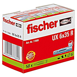 Fischer Univerzalne tiple UX R (Promjer tiple: 6 mm, Duljina tiple: 35 mm, S rubom, 50 Kom.)