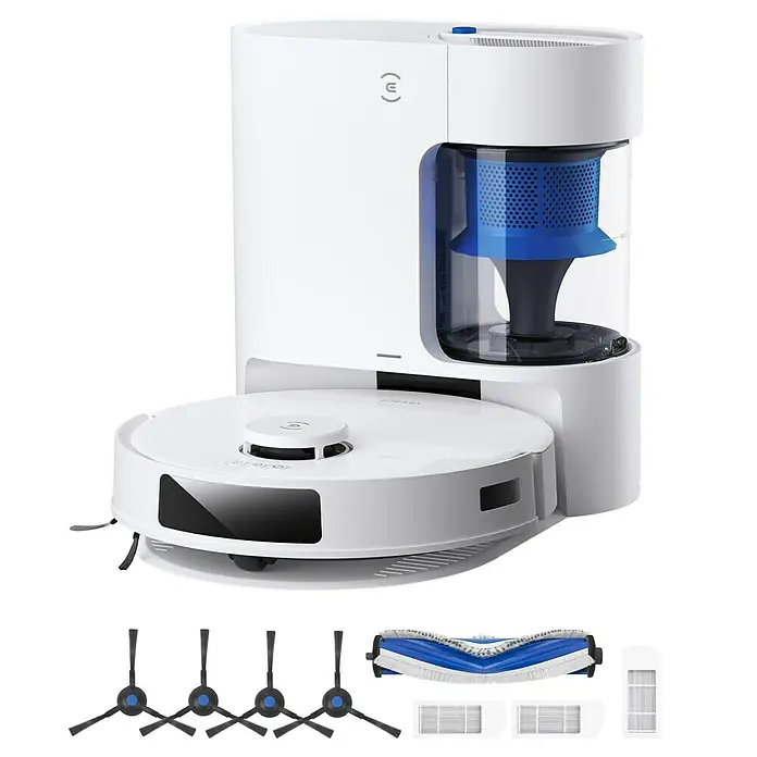 Ecovacs Saugwischroboter-Set Deebot N20 Plus White - Saugkraft: 8.000 Pa, Akkulaufzeit: 170 min - 300 min, Fassungsvermögen: 400 ml - Weißer DEEBOT Staubsaugerroboter mit Zubehör für die Reinigung und Instandhaltung, ideal für ein sauberes Zuhause.