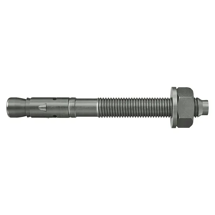 Fischer Schwerlastdübel FAZ II PLUS 12/ - M12 x 61 mm, Nutzlänge: 10 mm standard, Galvanisch verzinkt, 20 Stk. - Detailaufnahme eines Bolzenankers mit Gewinde und Mutter, ein Befestigungselement für schwere Lasten in Beton.