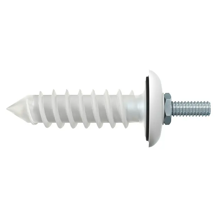 Fischer Dämmstoffdübel FID-R B - Länge Dübel: 95 mm, 4 Stk. - Nahaufnahme eines selbstschneidenden Gipskartondübels mit Schraube, ideal für sichere Befestigungen an Trockenbauwänden.