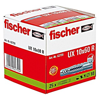 Fischer Univerzalne tiple UX R (Promjer tiple: 10 mm, Duljina tiple: 60 mm, S rubom, 25 Kom.)