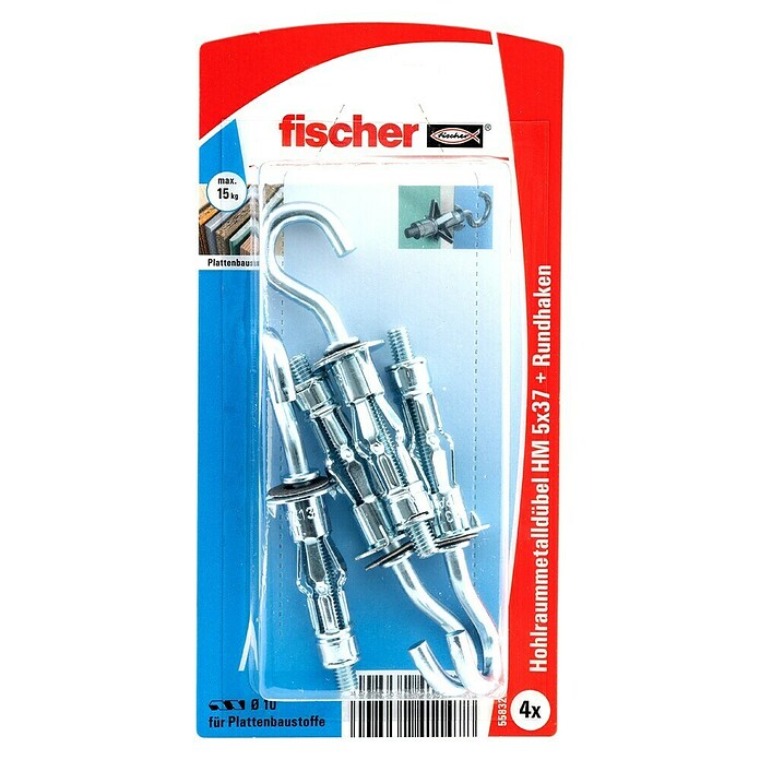 Fischer Hohlraumdübel RH K (Silber, Länge Dübel: 37 mm, 4 Stk.) | BAUHAUS