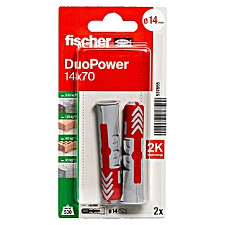 Fischer Duopower Universaldübel 2 K (Ø x L: 14 x 70 mm, Nylon, 2 Stk.)