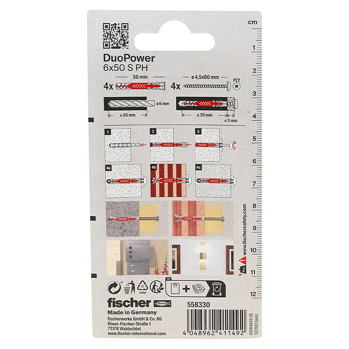 Fischer Duopower Dübel- & Schraubenbox S PH K (Durchmesser Dübel: 6 mm, Länge Dübel: 50 mm, 4 Stk.) | BAUHAUS