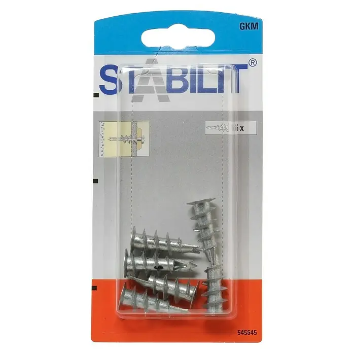 Stabilit Gipskartondübel Metall GKM K - Gesamtstückzahl: 6 Stk. - Packung Stabilit GKM Hohlraumdübel, ideal für sichere Befestigungen in Gipskarton- und Hohlwänden. 6 Stück für vielfältige Anwendungen.