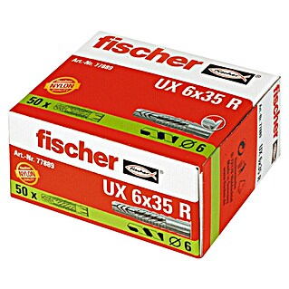 Fischer Univerzalni zidni vložek UX R (Premer zidnega vložka: 6 mm, Dolžina zidnega vložka: 35 mm, Z robom, 50 kos)
