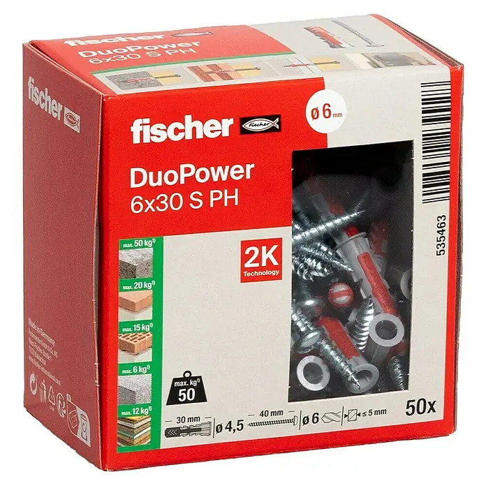 Fischer Duopower Nylon pluggen 12 x 60 mm Fischer Duopower Nylon pluggen 12 x 60 mm