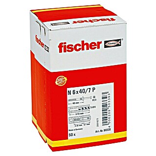 Fischer Zidni vložek z vijakom N 6 x 40/70 (Premer zidnega vložka: 6 mm, Dolžina zidnega vložka: 40 mm, 7 mm, 50 kos)