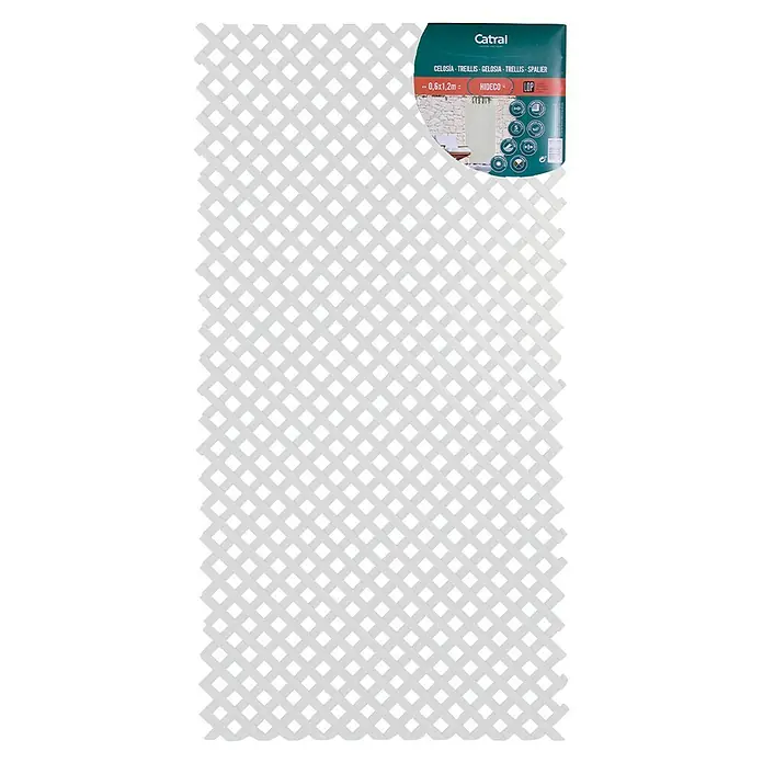 Nortene Rankgitter - 80 x 120 cm, Elfenbein, Kunststoff - Nahaufnahme einer weißen Catral Rankgittermatte (0,6x1,2m) mit Rautenmuster, ideal als Sichtschutz oder Dekoration für den Garten.