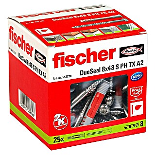 Fischer Doos pluggen en schroeven DuoSeal (Diameter plug: 8 mm, Pluglengte: 48 mm, 25 st.)