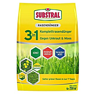 Substral Rasendünger 3 in 1 (9 kg, Inhalt ausreichend für ca.: 250 m²)