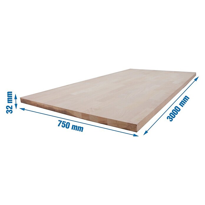 Simonrack Simonwork Tablero para banco (L x An: 2.900 x 750 mm, Madera de haya, Espesor encimera: 32 mm) | BAUHAUS