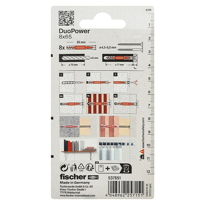 Fischer Duopower Universaldübel 2 K (Ø x L: 8 x 65 mm, Nylon, 8 Stk.) | BAUHAUS
