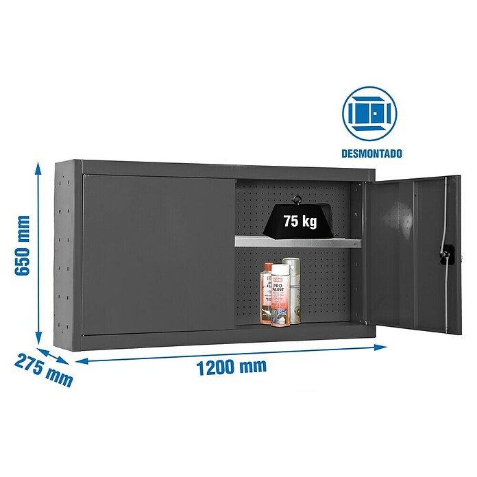 Simonrack Simonwork Armario para herramientas Cabinet Tools Shelf (Ancho: 120 cm, Altura de trabajo: 65 cm, Antracita, Desmontado) | BAUHAUS