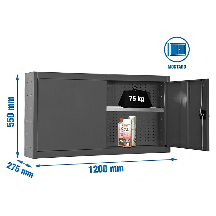 Simonrack Simonwork Armario para herramientas Cabinet Tools Shelf (Ancho: 120 cm, Altura de trabajo: 55 cm, Antracita, Completamente montado) | BAUHAUS