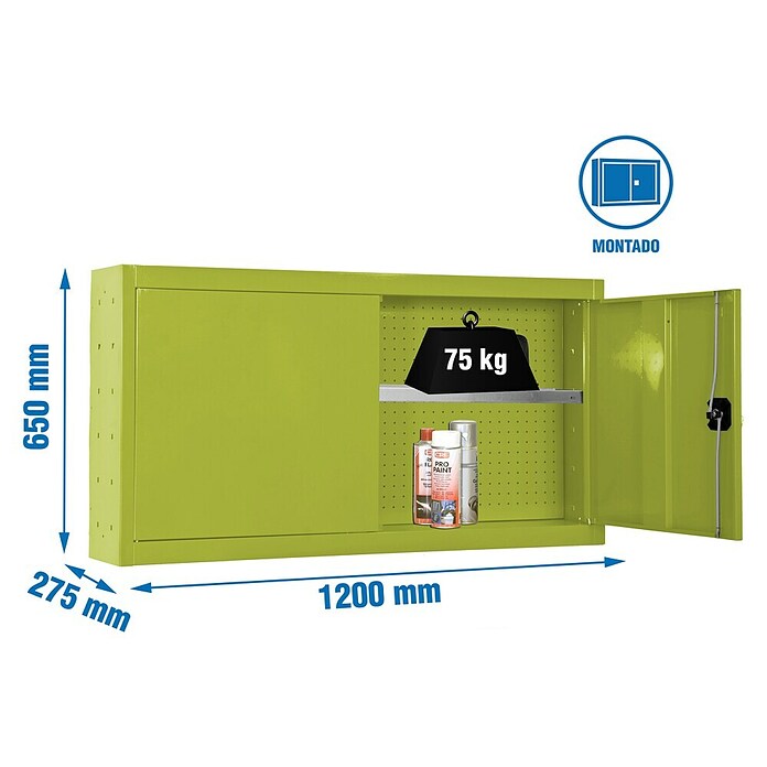 Simonrack Simonwork Armario para herramientas Cabinet Tools Shelf (L x An: 27,5 x 120 cm, Altura de trabajo: 65 cm, Verde, Completamente montado) | BAUHAUS